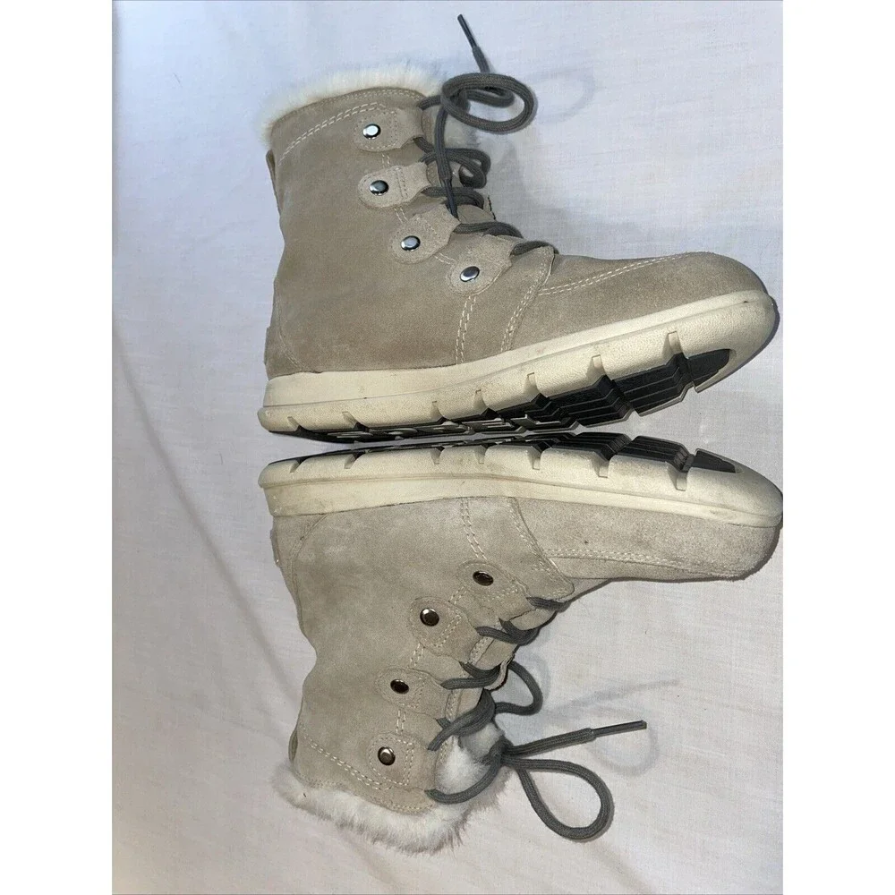 Sorel Women’s Winter Boots Size 9 M Khaki Suede Fleece Lined Hiking Trails